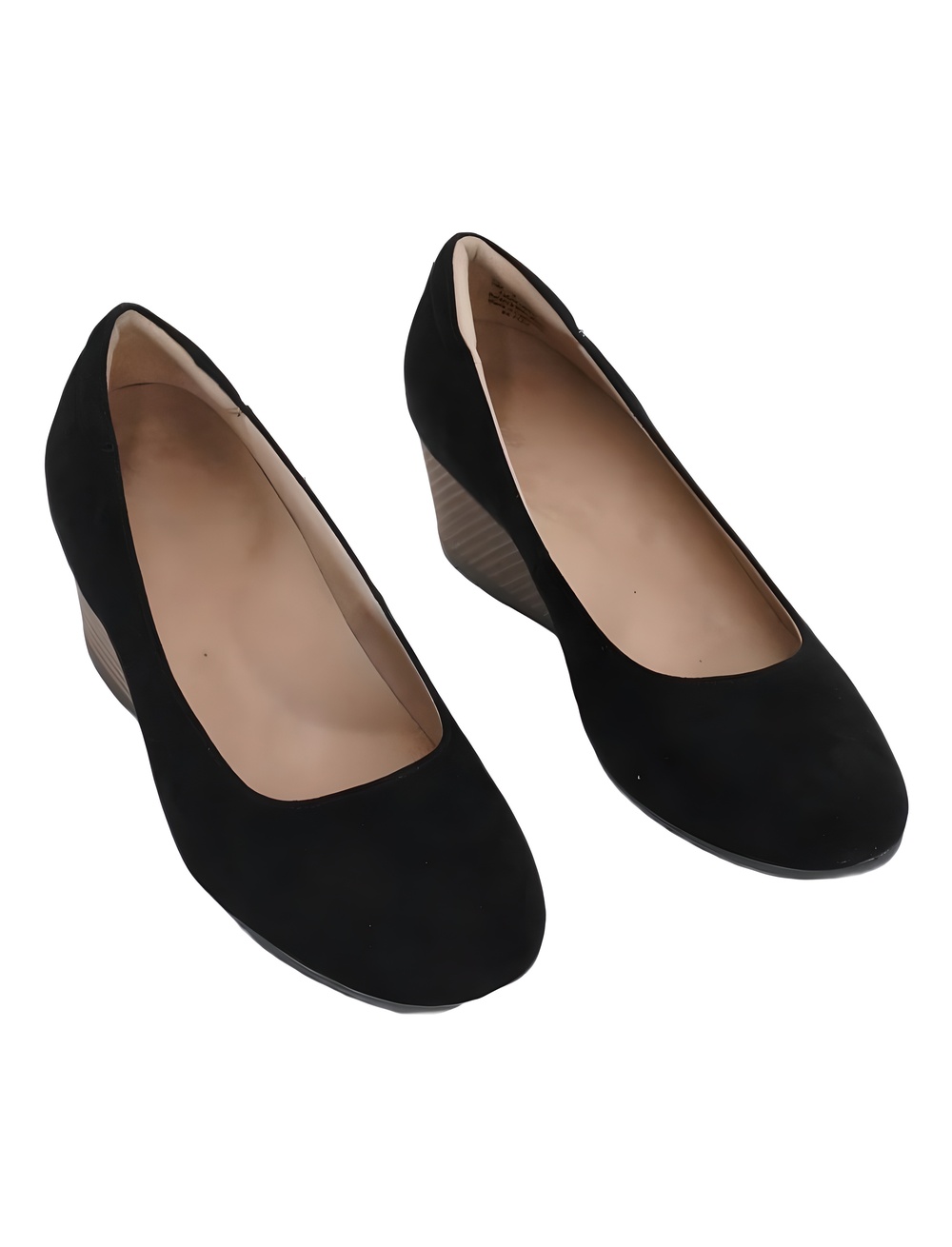 Dr. Scholls Be Flex Black Microfiber Round Toe 1.5" Wedge Shoes Size 10M